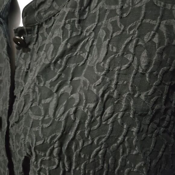 Silk Linen Buttonup Shirt Jacket 20W KateHill Lightweight Jacquard Artsy Money - Picture 8 of 16